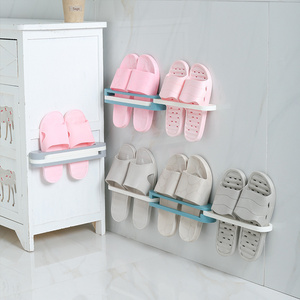 Foldable Slippers Holder Shoes Hanger Wall Mounted Hanging Adjustable Corner Three-in-one Bathroom Storage Organizer