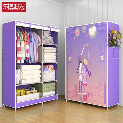 165cm Bedroom Clothes Storage Organizer Foldable Canvas Cabinet Metal frame Portable Cloth Fabric Wardrobe Closet For Clothes