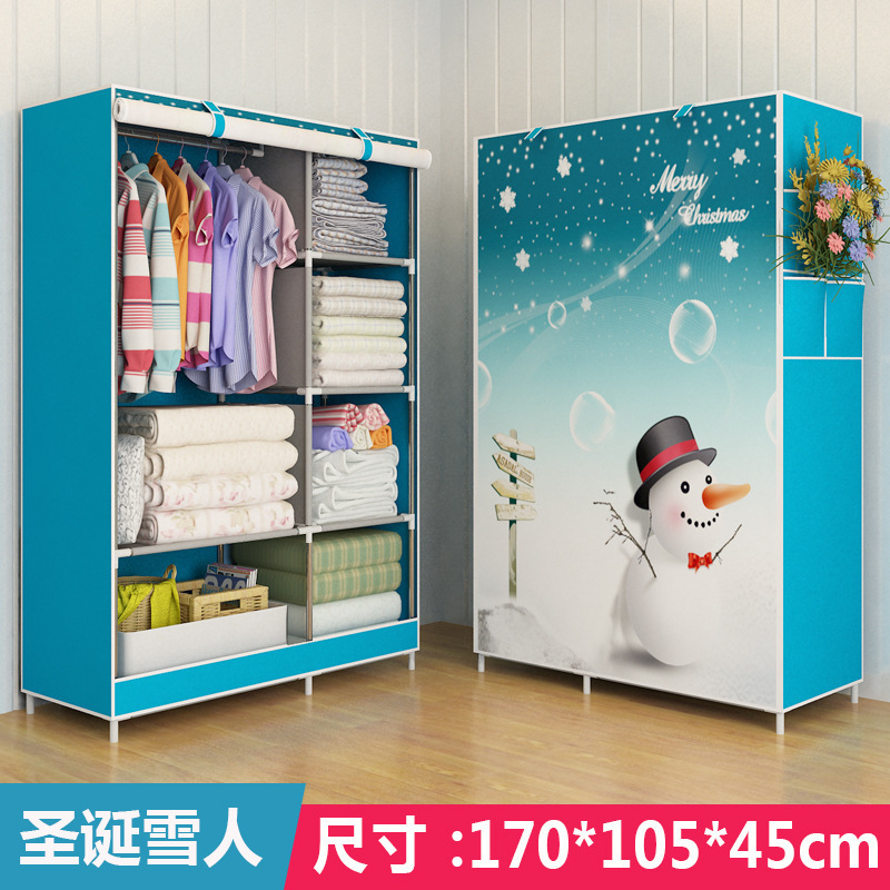 165cm Bedroom Clothes Storage Organizer Foldable Canvas Cabinet Metal frame Portable Cloth Fabric Wardrobe Closet For Clothes