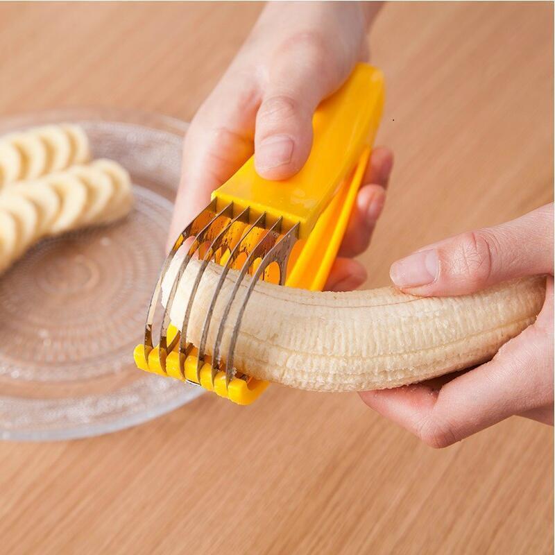 Multifunctional Stainless Steel Vegetable Fruit Safe Cutter Kitchen Tools Food Grade Banana Slicer