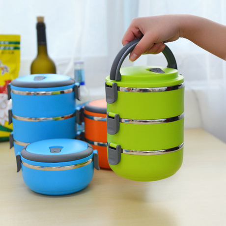 stainless steel food carrier Wholesale 1/2/3/4 layers bento food container keep warm round tiffin insulated