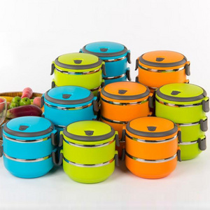 stainless steel food carrier Wholesale 1/2/3/4 layers bento food container keep warm round tiffin insulated