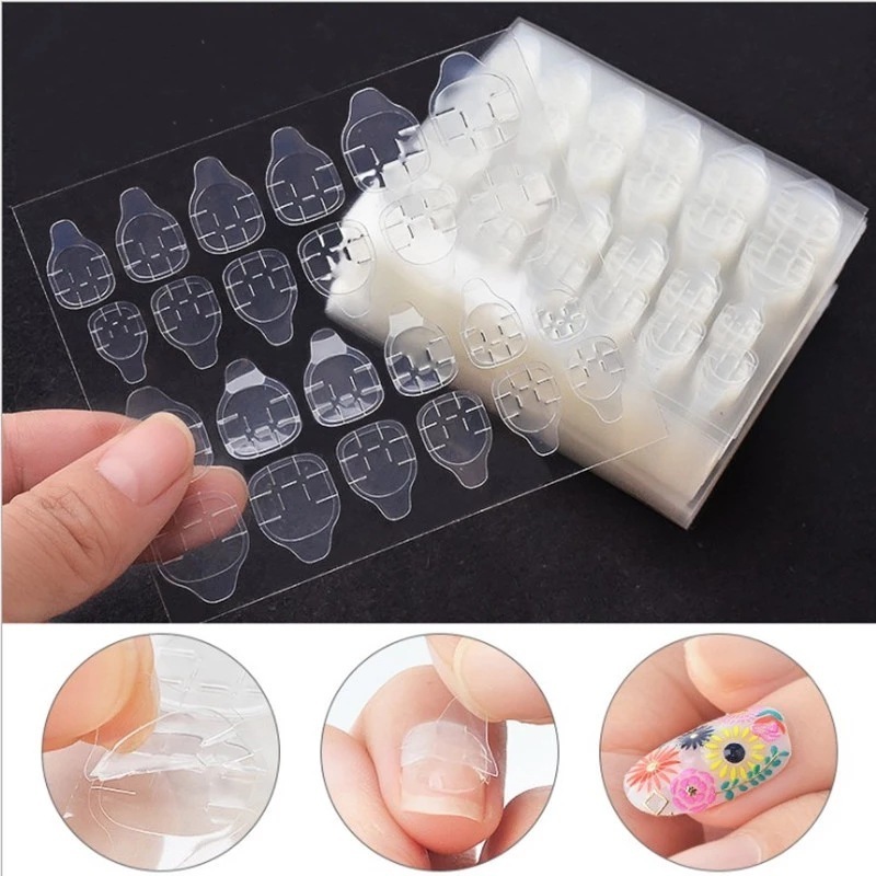 24pcs/sheet Transparent Film For Manicure Double-sided Adhesive Jelly Glue For False Nails