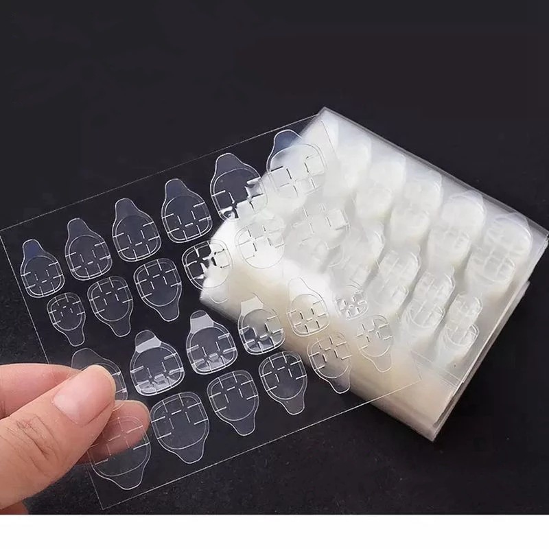 24pcs/sheet Transparent Film For Manicure Double-sided Adhesive Jelly Glue For False Nails