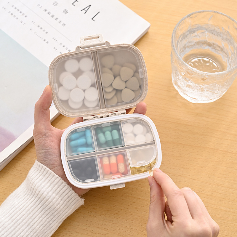 Double layer 8 Compartments Travel Pill Organizer Moisture Proof Small Pill Box for Pocket Purse Daily Pill Case