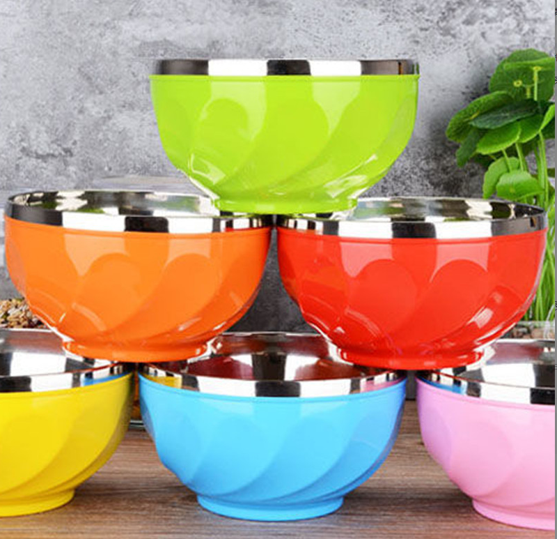 New Design 6pcs Set Cheap 13cm Color Print Stainless Steel Salad Mixing Bowl with Lid