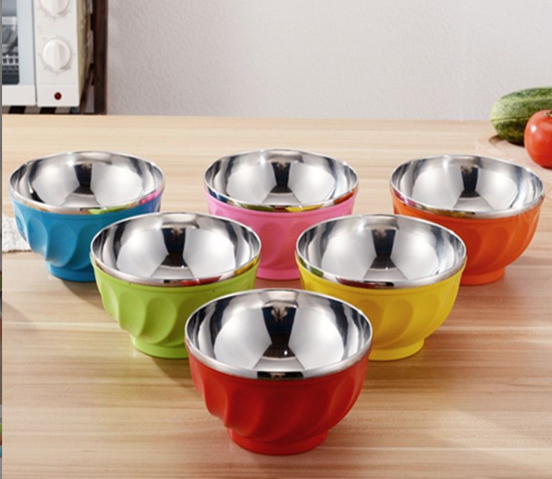 New Design 6pcs Set Cheap 13cm Color Print Stainless Steel Salad Mixing Bowl with Lid