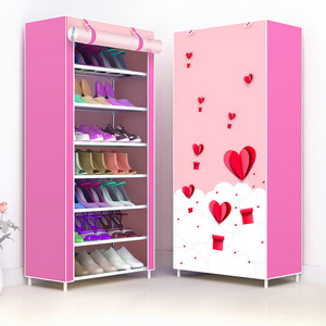 Wholesale Adjustable Dustproof Non-Woven Fabric Steel 10 Tier Shoe Racks Storage Stand Tower Cabinet Waterproof