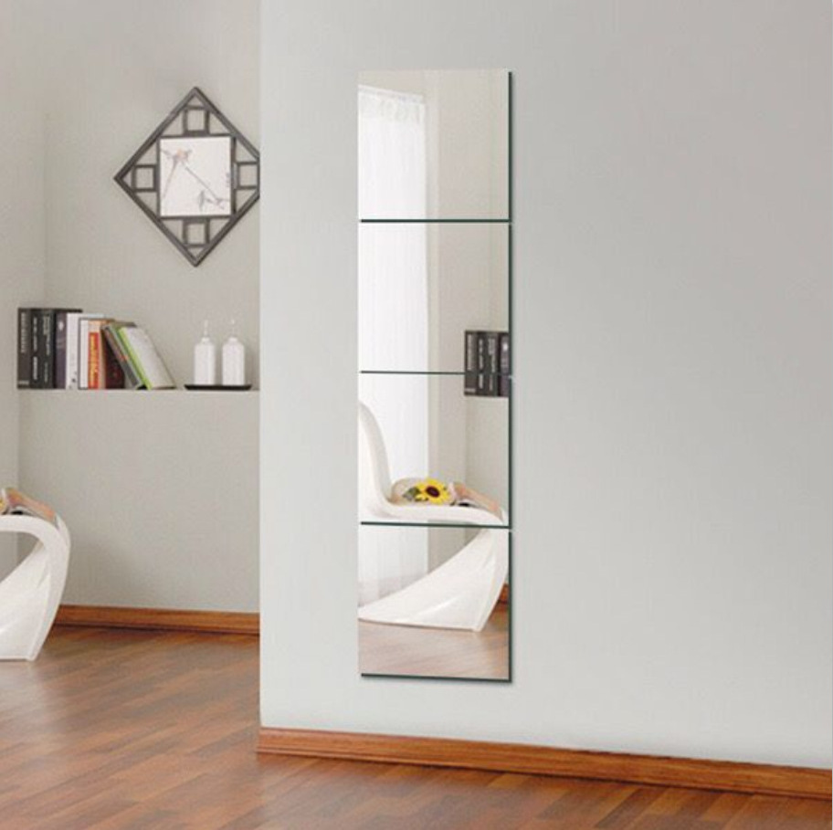 China manufactures design unbreakable modern big rectangle tempered glass mirrors for bedroom