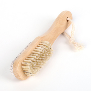 Foot Natural Bristle Brush Pumice Volcanic Stone Exfoliator Pedicures Calluses Remover With Wooden Handle