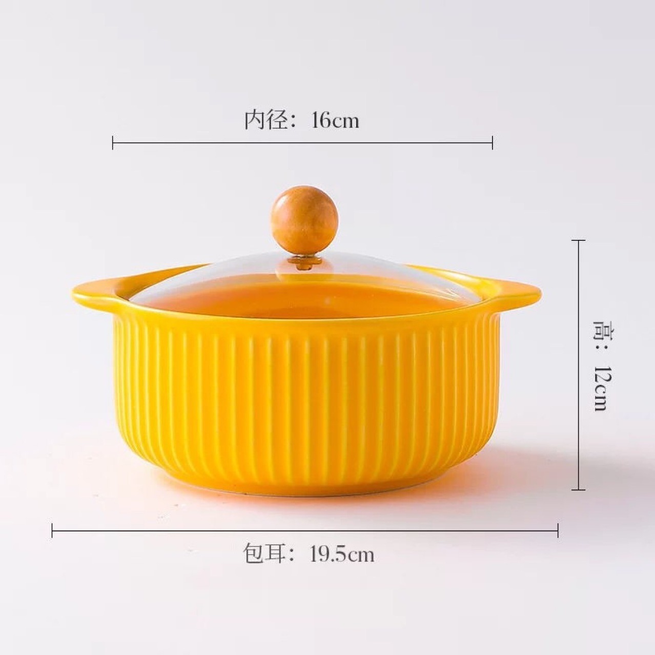 New Nordic ceramic two ear ceramic cooking pot kitchen tableware Casserole stripe instant noodles bowl stew soup pot with cover