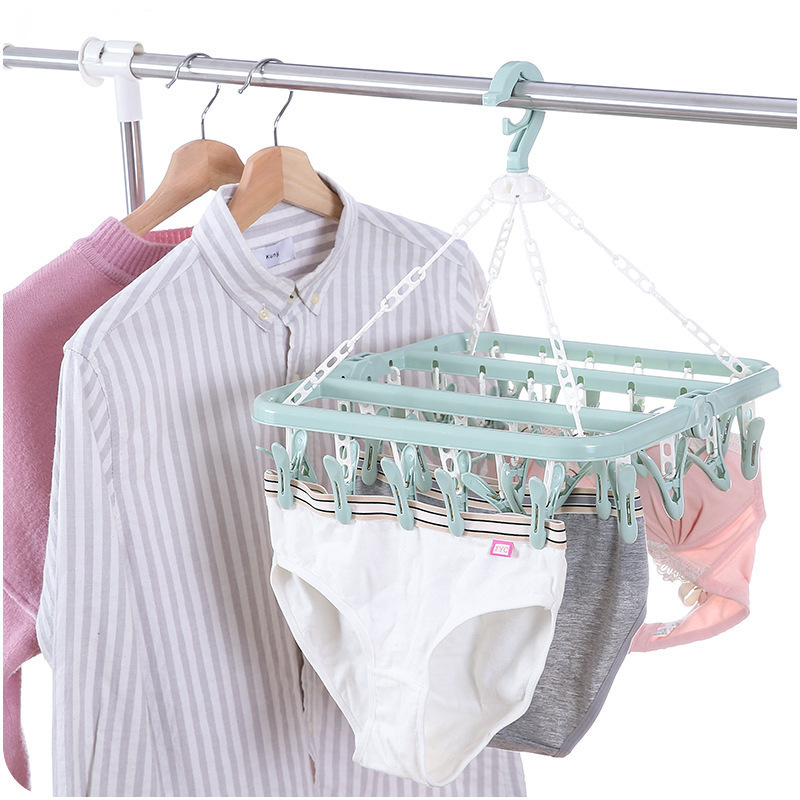 Hanger for socks fashion latest selling household supplies portable 32 clips clothes socks drying rack clips hanger