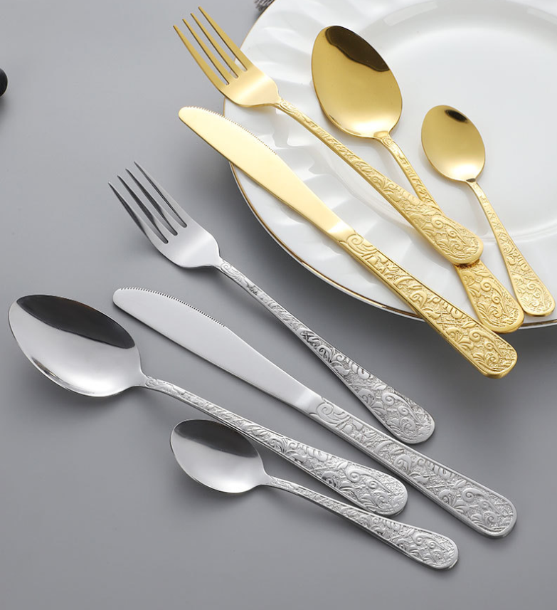 Nordic Stainless Steel Flatware Knife Fork Spoon Sets Home Hotel Silverware Wedding Black 24Pcs Cutlery Set