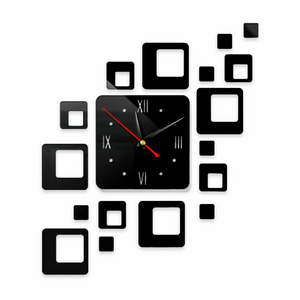 Newest Style Mirror Clock Wall Sticker Square Rounded Corners Acrylic Silent Mirror Wall Clock