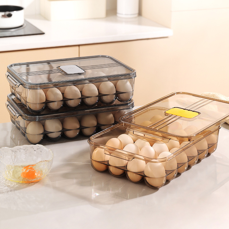 Popular New Refrigerator Storage Egg Box 24 Grid PET Plastic Clear Freezer Eggs Storage Container Kitchen Refrigerator Organizer