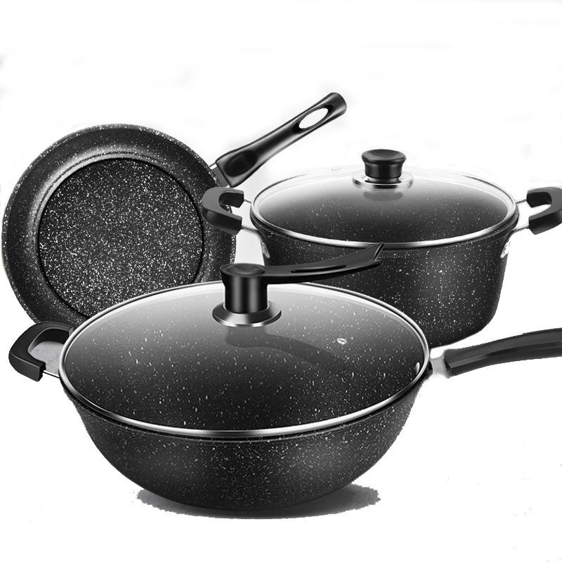 Wholesale good quality Maifan stone Non-Stick Pan Pot Natural Maifanshi coating frying pan cook ware set