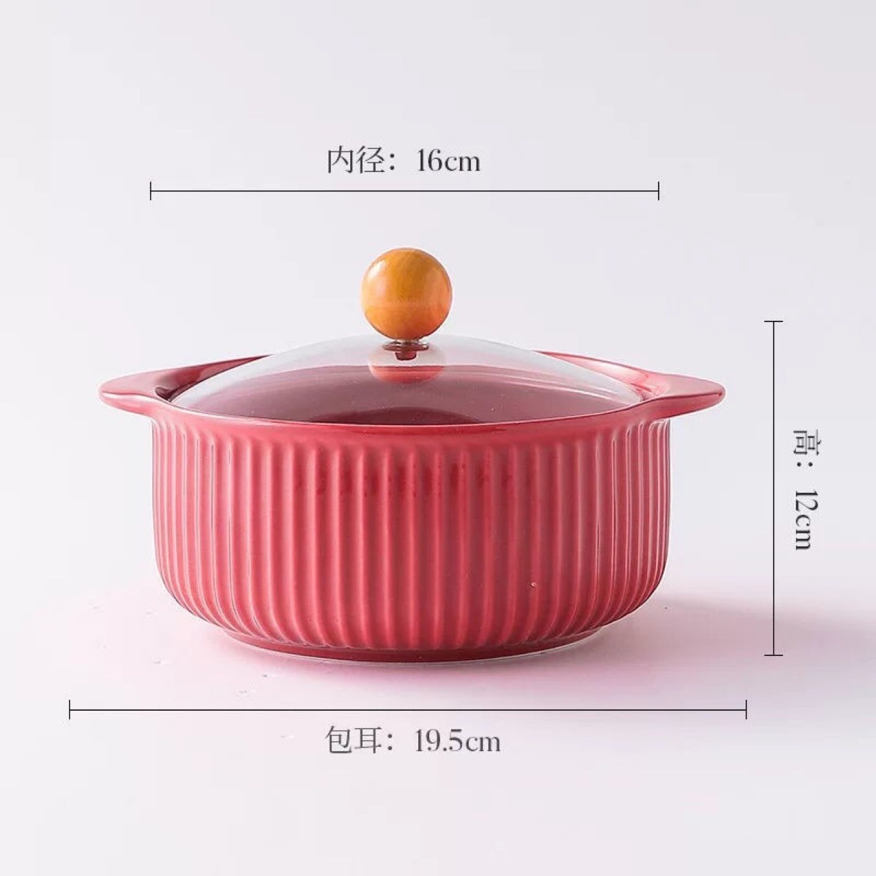 New Nordic ceramic two ear ceramic cooking pot kitchen tableware Casserole stripe instant noodles bowl stew soup pot with cover