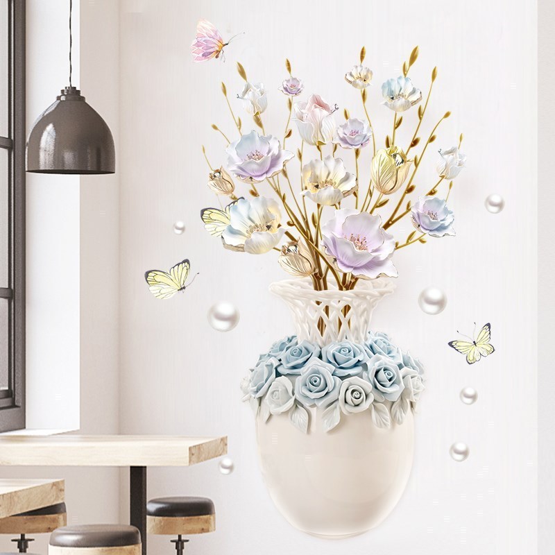 Wholesale Custom Colored Flowers Wall Stickers Romantic Flower Wallpaper 3d Background Wall Sticker