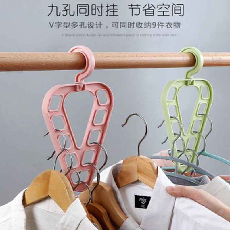 Multifunctional Triangle 9 Hole Space Saving Hanger Rotating Magic Wardrobe Organizer Storage Rack