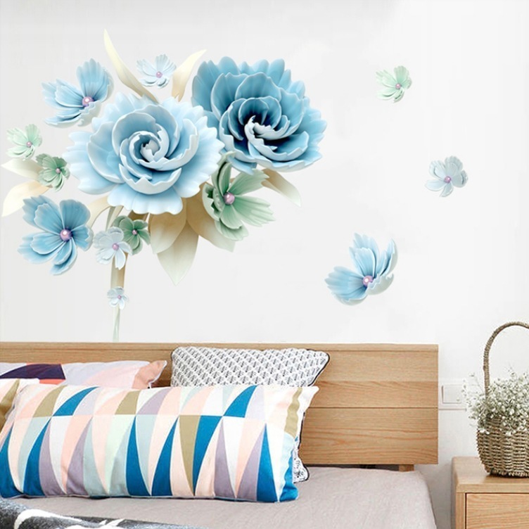 Wholesale Custom Colored Flowers Wall Stickers Romantic Flower Wallpaper 3d Background Wall Sticker