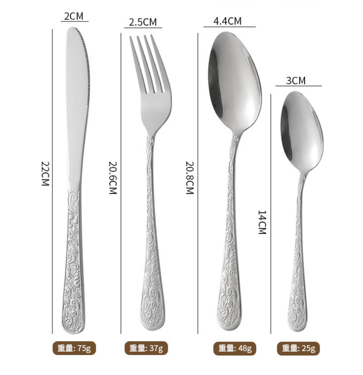 Nordic Stainless Steel Flatware Knife Fork Spoon Sets Home Hotel Silverware Wedding Black 24Pcs Cutlery Set