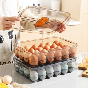 Popular New Refrigerator Storage Egg Box 24 Grid PET Plastic Clear Freezer Eggs Storage Container Kitchen Refrigerator Organizer