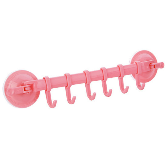 Hot products adjustable 6 hooks plastic bathroom corner towel hanger kitchen hook  storage suction wall hook strong suction cup