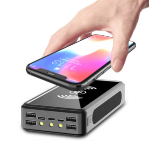 Wholesale Solar Power Bank Fast Charging External Charger 4 USB Wireless charger Power Bank LED Light For All Cell Phones