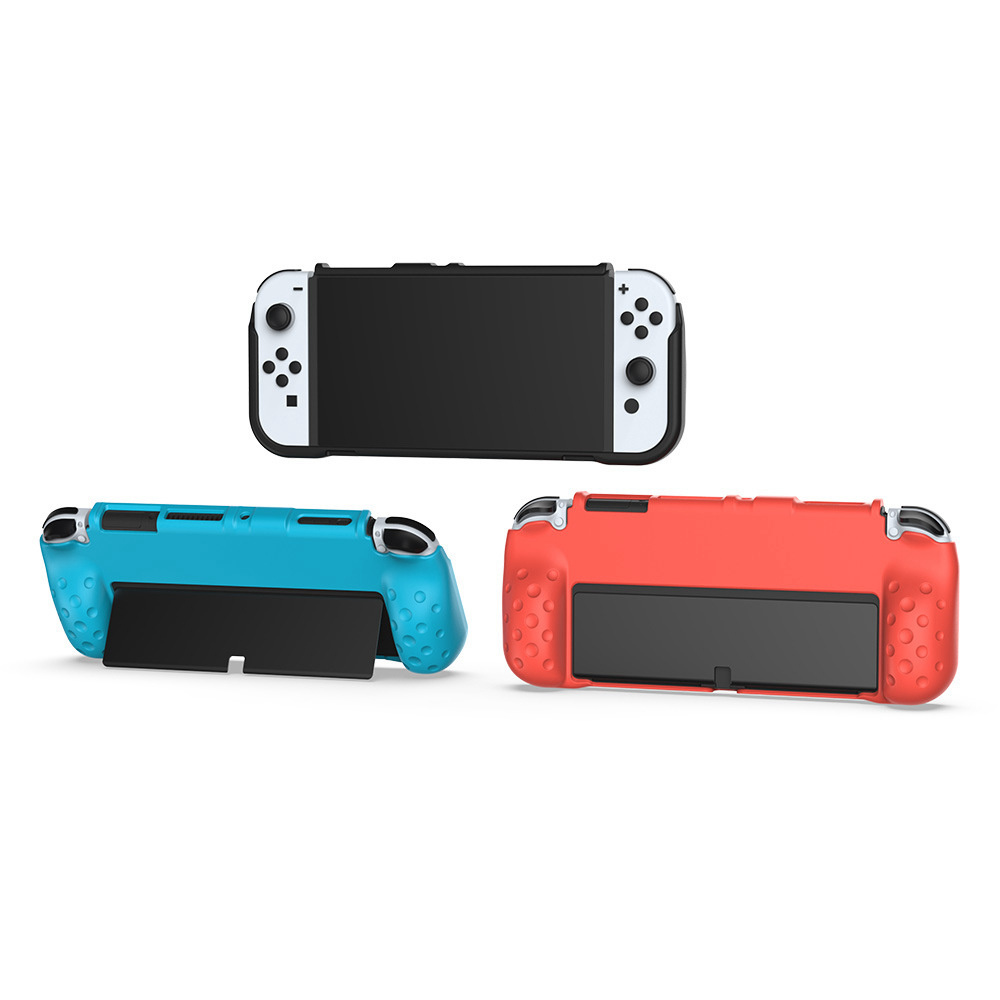 Console Protective Case Ergonomic Grip Case Shockproof Console Cover with Stand for Nintendo Switch Oled Tpu Case