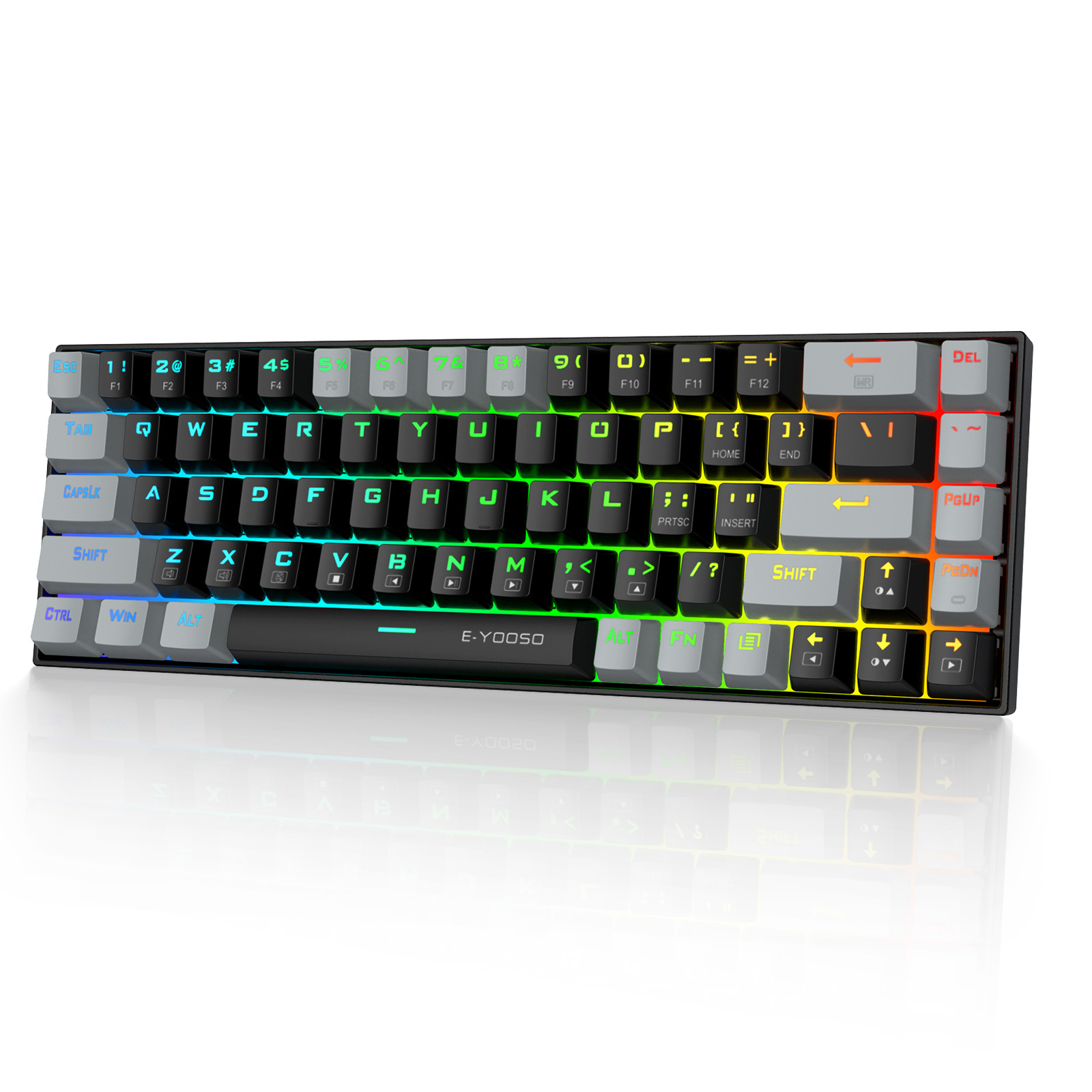 HUO JI 65% RGB E-YOOSO Z-686 Wired 68 Keys Mechanical Keyboard Linear Red Switches, Pro Software Supported Gaming Keyboard