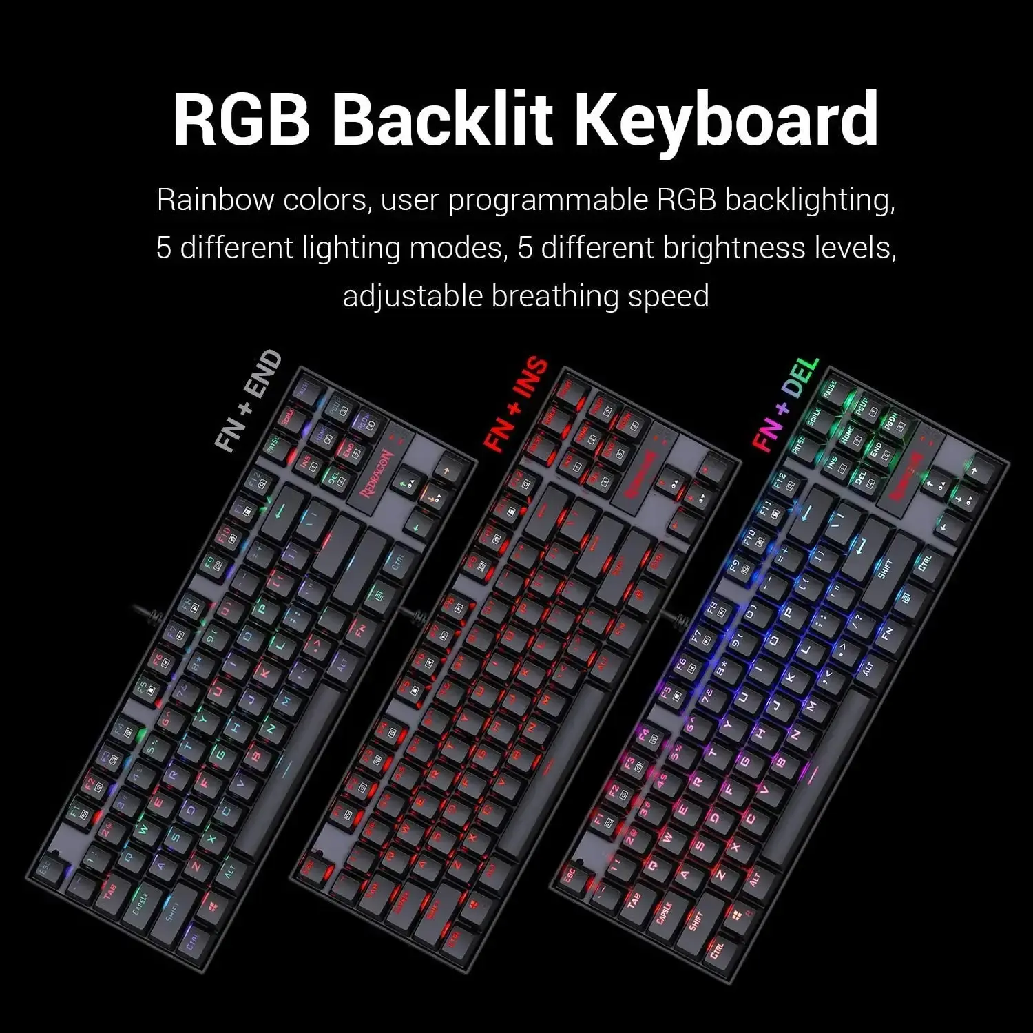 Redragon Keyboard Mouse Set K552-RGB-BA Mechanical Gaming Keyboard and Mouse Combo Wired RGB   for Windows PC Gamers