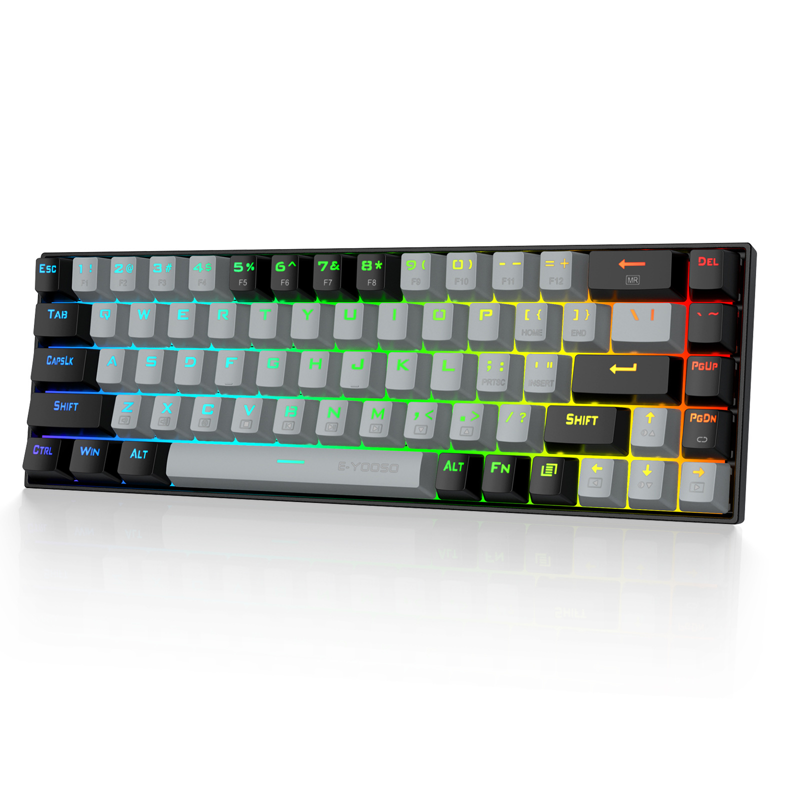 HUO JI 65% RGB E-YOOSO Z-686 Wired 68 Keys Mechanical Keyboard Linear Red Switches, Pro Software Supported Gaming Keyboard