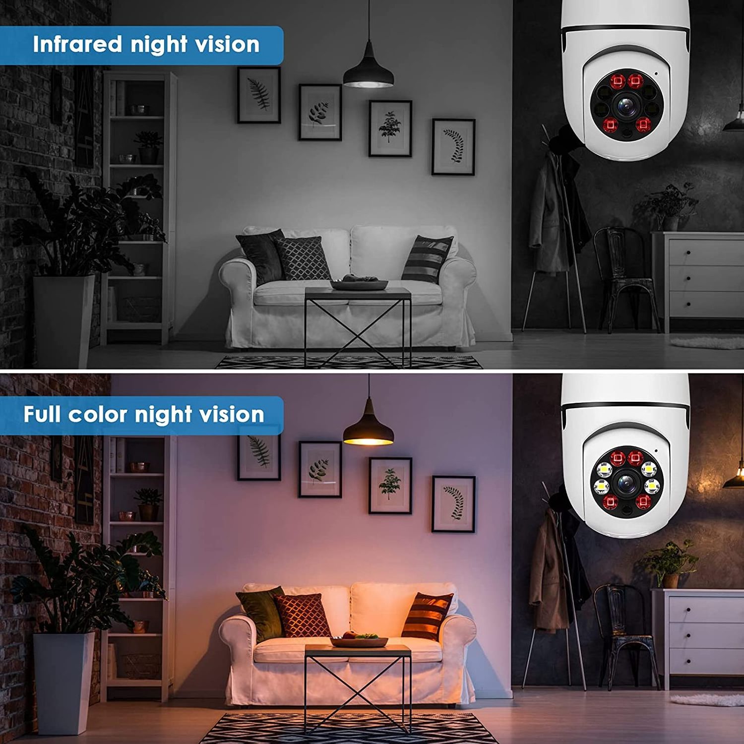 Hotselling 1080P Camera Light Bulbs Full Light Night Vision Motion Detection And Alarm Wifi Bulb Camera E27 Bulb 360 Camera