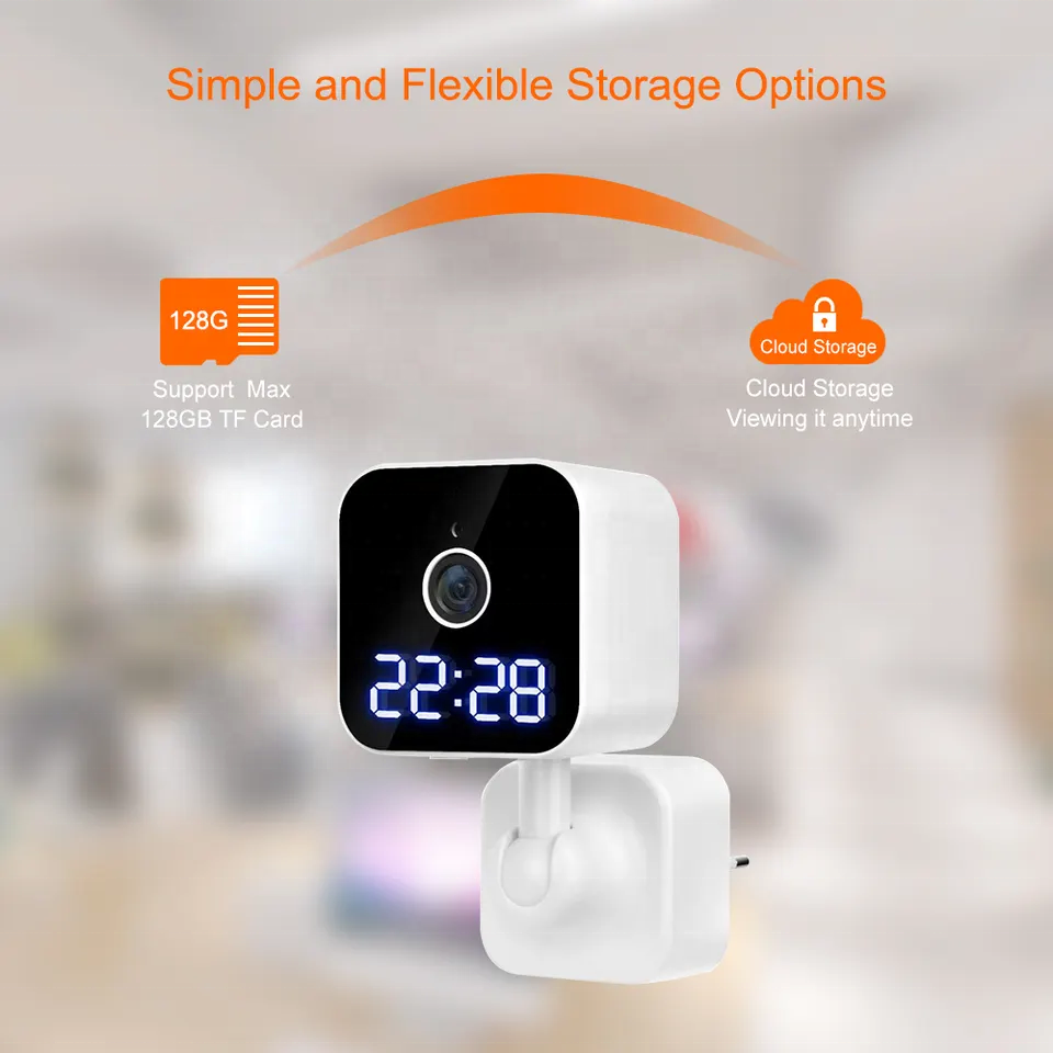 V380 Smart Clock Pocket Time Showing Clock Camera Two-way Audio Night Vision Security Wifi Plug Clock Camera