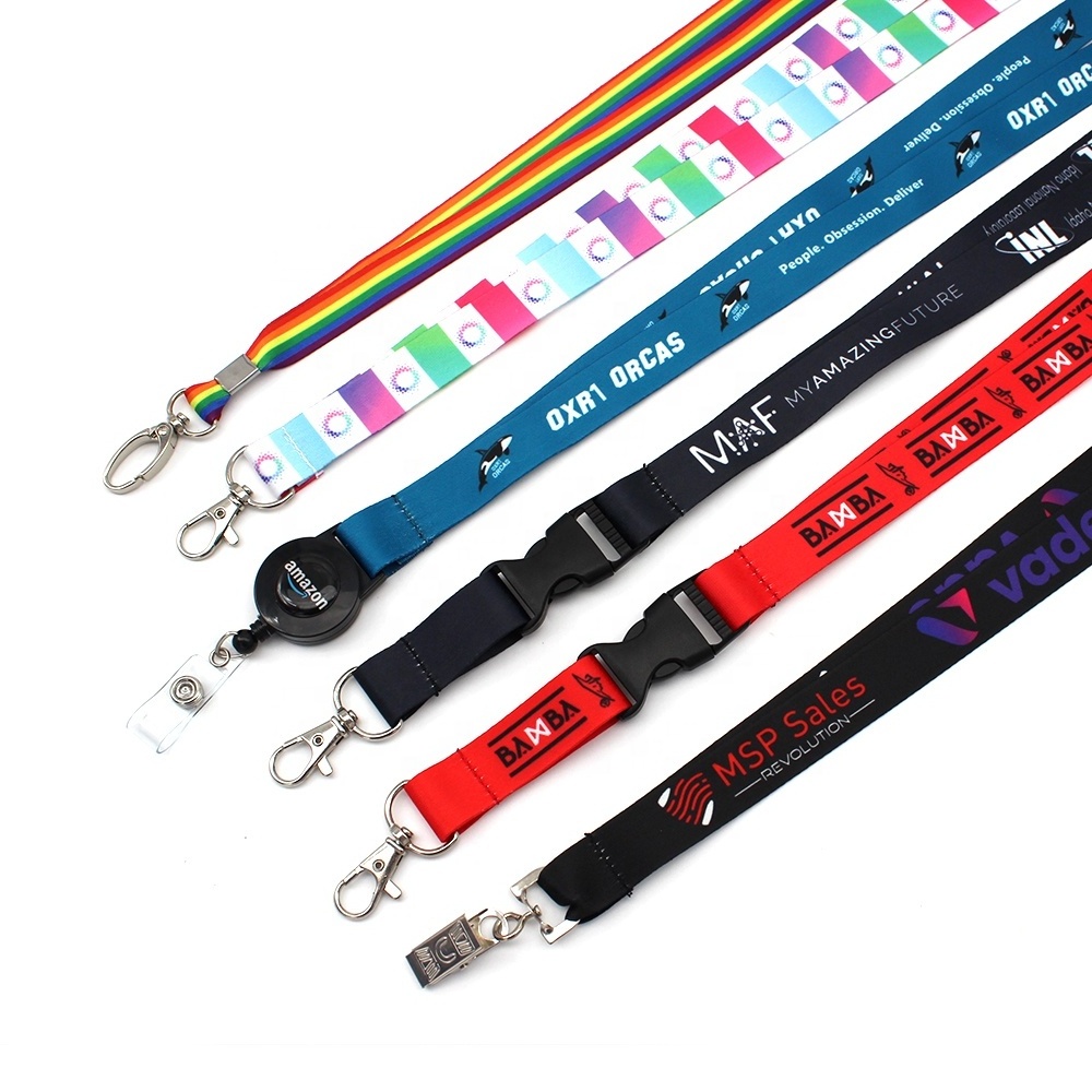 Wholesale OEM Sublimation Polyester Nylon Plain Cheap Personalized Custom Logo Printed Lanyard