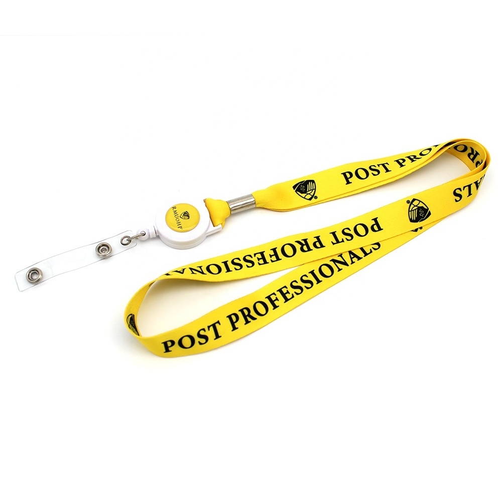 Factory hot sale easy pull buckle custom stretchable letter logo printing key neck strap lanyard