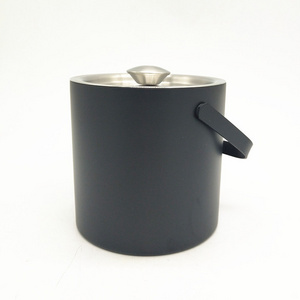 Black Painting Double Wall With Lid Stainless Steel Ice Bucket,Wine Cooler