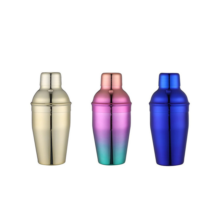 350ml color plating  stainless steel 3 piece  cocktail shaker for promotion