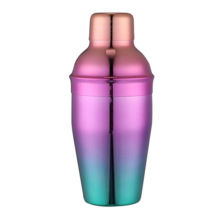 350ml color plating  stainless steel 3 piece  cocktail shaker for promotion