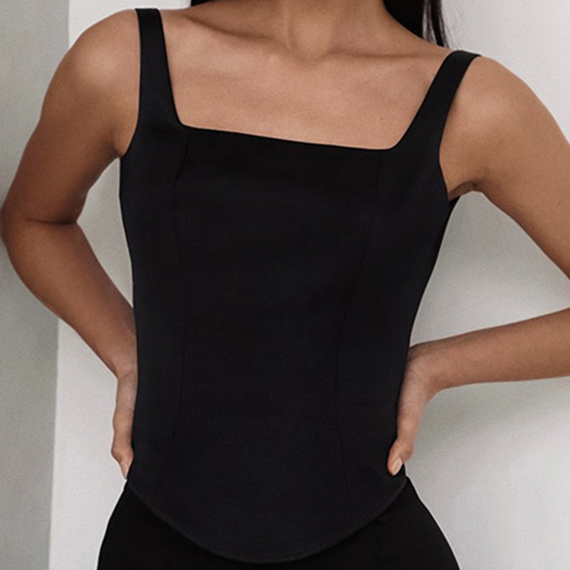 Wholesale Black Summer Office Lady Tops Women Sexy Camis Casual Sleeveless Vest Solid Color Tank Tops For Women