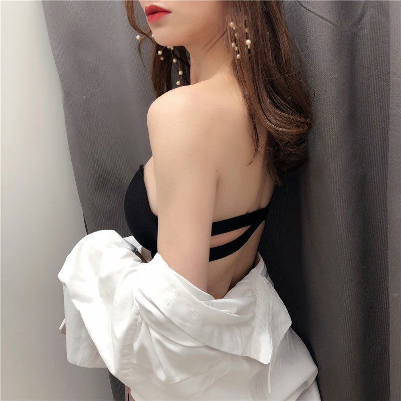 Sexy Busty Backless Breathable Padded Push Up Female Tank Top Invisible Strapless Women Wedding Dress Bra