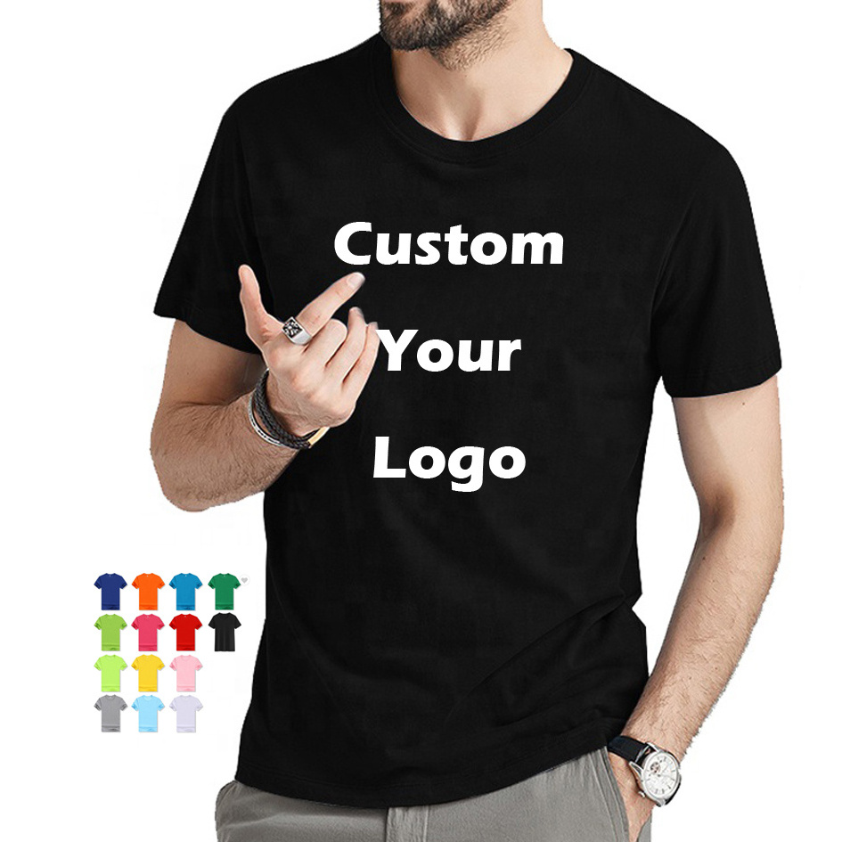 Wholesale blank plain t shirt Custom your Logo Printing Polyester Cotton tshirt Printed Plus Size men's T-shirt for men