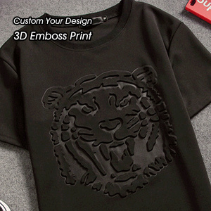 oem puff cotton tee tshirt custom graphic polyester t shirts designer embossed printing logo plain plus size men's t-shirts