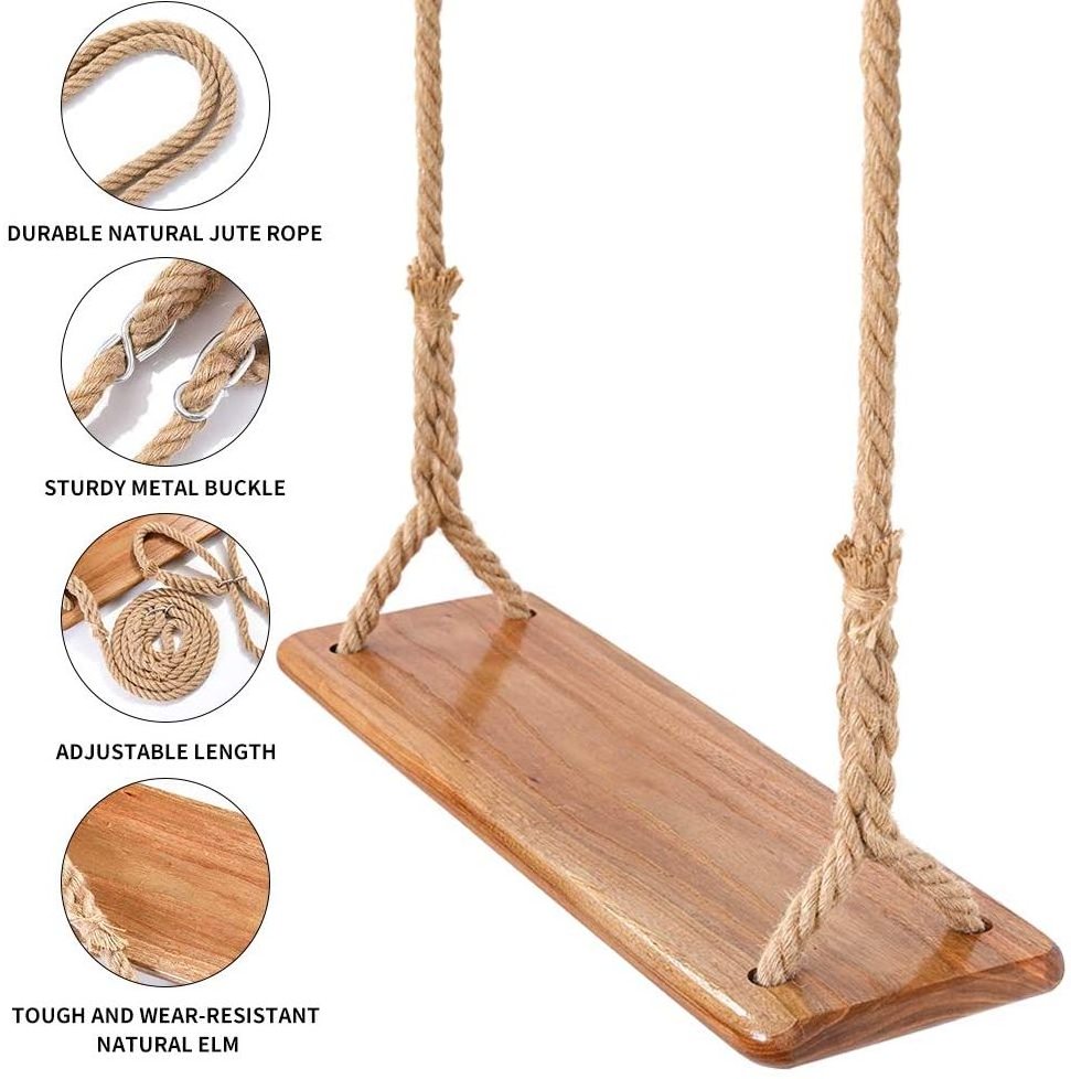 Tree Swing Seat Hanging Wooden Tree Swings for Children Adult Kids Garden,Yard, Indoor, Elm Wood Durable Can Withstand 440IB,Adu