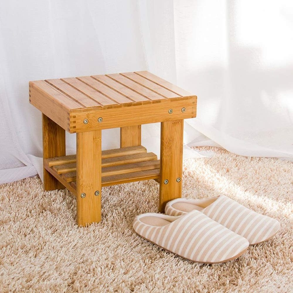 Wooden Step Stool for Kids Toddlers Adults - Portable Small Foot Stool Upgrade - Kitchen Bathroom Bedroom