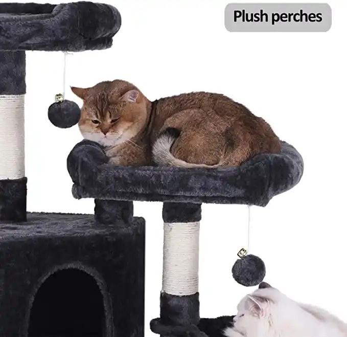 Cat Tower Furniture Multi-Level Cat Tree Condo with Sisal Scratching Posts Perches Houses Hammock for Kitty Activity