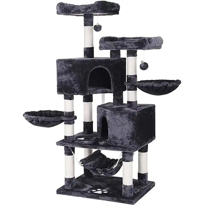 Cat Tower Furniture Multi-Level Cat Tree Condo with Sisal Scratching Posts Perches Houses Hammock for Kitty Activity