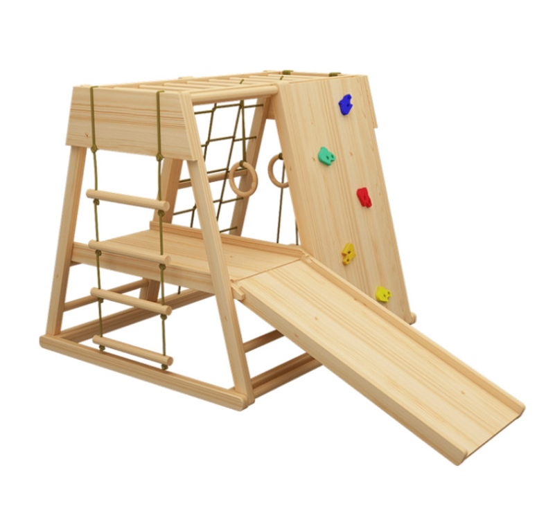 Kids Indoor Playground Activity Gym Equipment Exercise Fitness Home Slides Rope Wooden Climbing Frame Swing Set