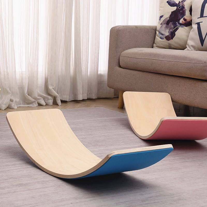 customized Wood Curvy Montessori Balance Board for Kids Children Yoga Natural Wooden Open Ended Balance Training Learning Toy