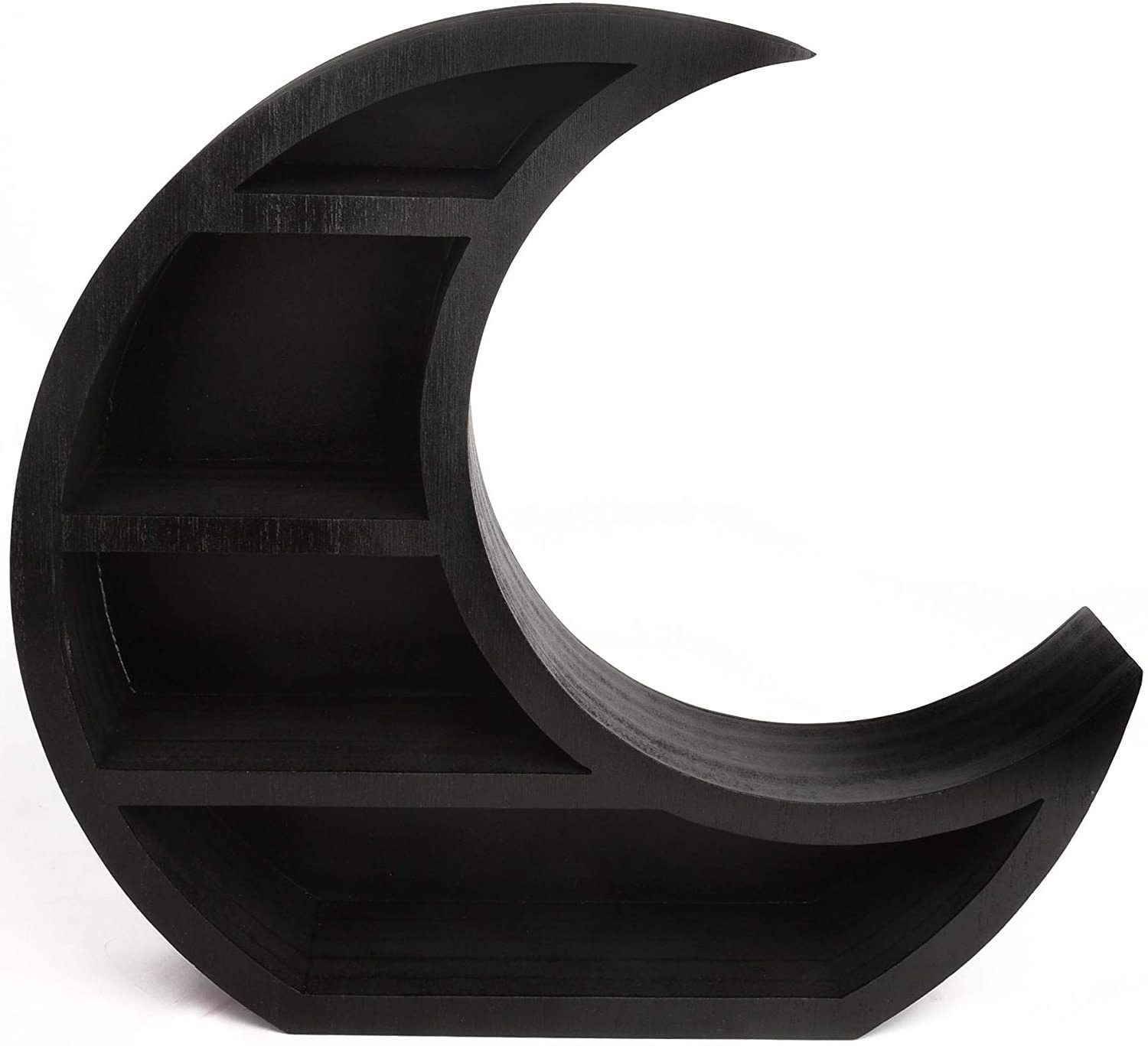 Wooden Black Crescent Moon Shelf - Gothic Witchy Room Decor. Moon Phase Wall Hanging or Table Top Storage for The Home